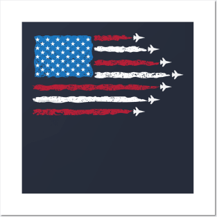 Patriotic Red White Blue USA Flag Fighter Jets Posters and Art